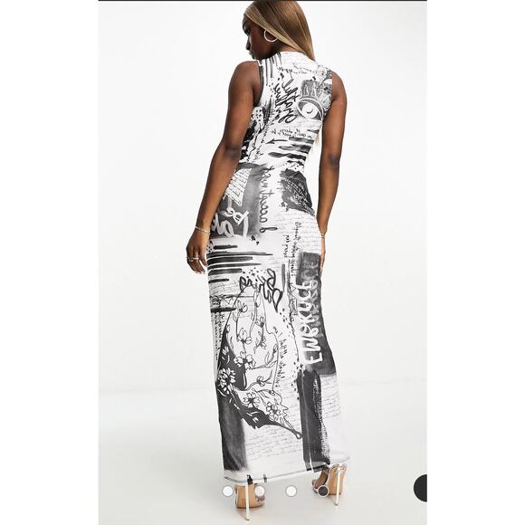 AFRM Black and White Graphic Maxi Dress - Picture 3 of 7